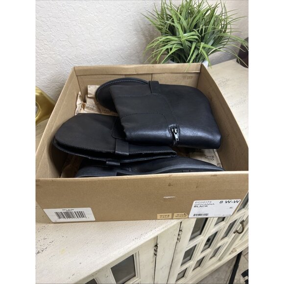 FRYE & CO GIOVANNA BLACK Stacked Heel Boots 8 W-W/9M/9.5M Women’s Shoes - Picture 11 of 16